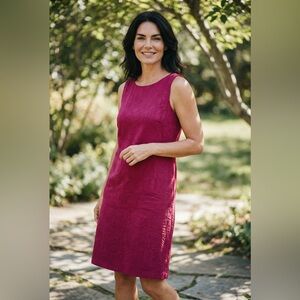 Tommy Bahama Magenta Textured Sleeveless Midi Dress